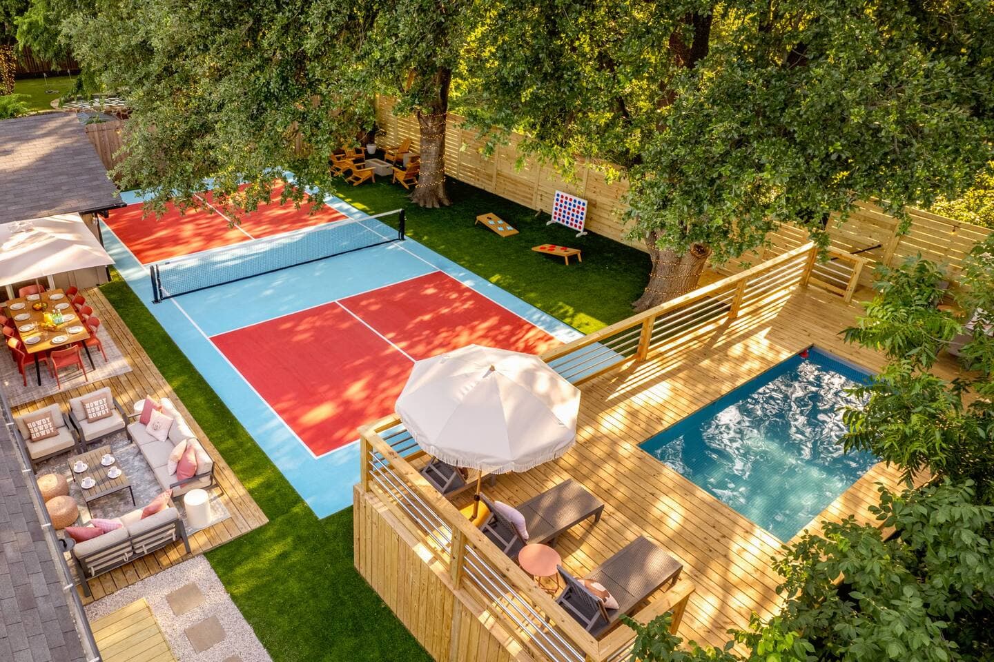Overlooking the pickleball court